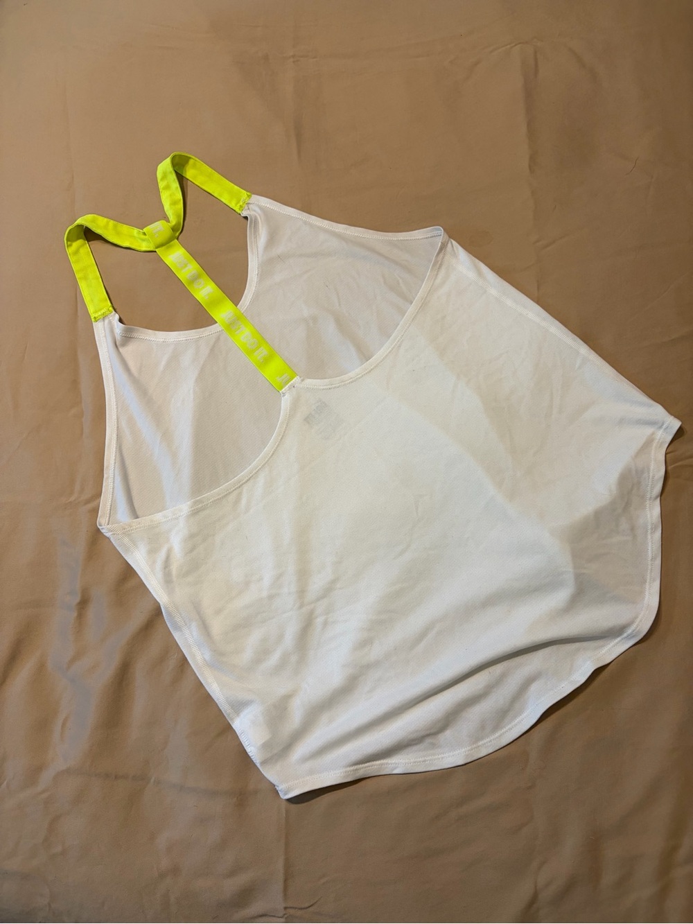 Nike White Women's Athletic Tank with Neon Yellow Straps - Picture 2 of 4